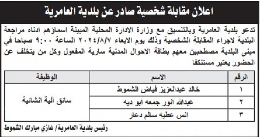 وظائف شاغرة ومدعوون للتعيين (أسماء)