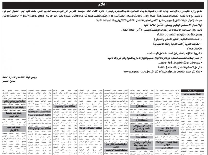 وزارات ومؤسسات حكومية تدعو مرشحين للامتحان التنافسي (أسماء)