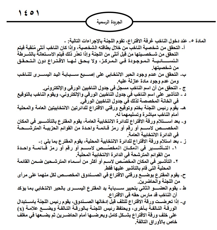 اتلاف الخصاونة اوراق الاقتراع جريمة تستوجب العقوبة وفق المادة (61 /5).. والهيئة مطالبة بانفاذ القانون