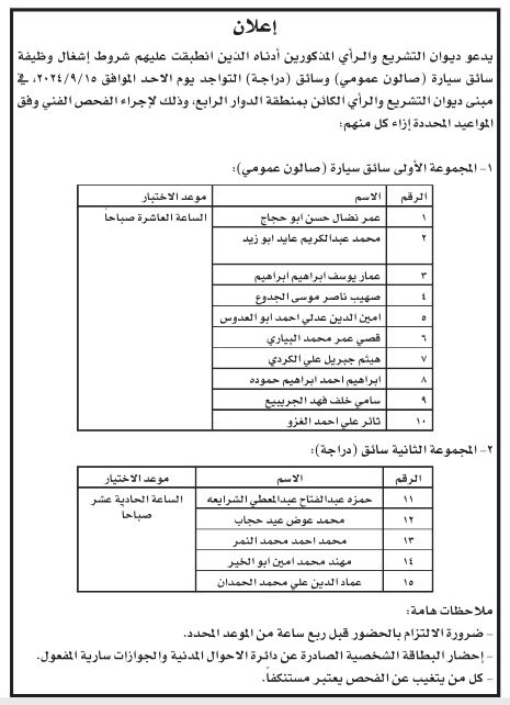 وظائف شاغرة ومدعوون لإجراء المقابلات الشخصية (أسماء)