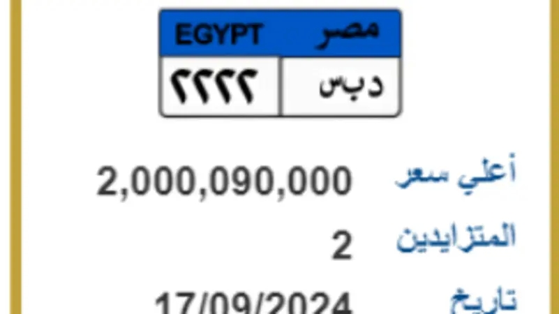 جدل في مصر.. لوحة سيارة بملياري جنيه!