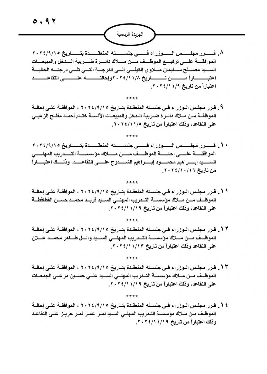 احالات على التقاعد في مختلف المؤسسات والوزارات - اسماء