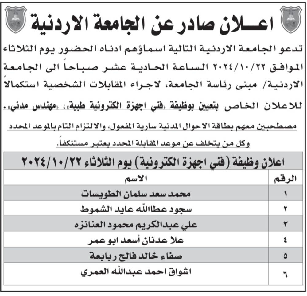 عاجل - دعوة مرشحين للامتحان التنافسي والاعلان عن عدة وظائف شاغرة - اسماء