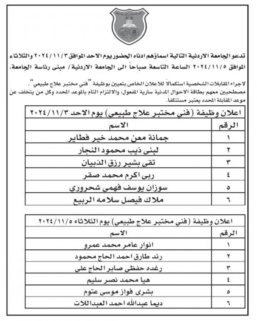 شواغر ومدعوون لإجراء المقابلة الشخصية - (أسماء)