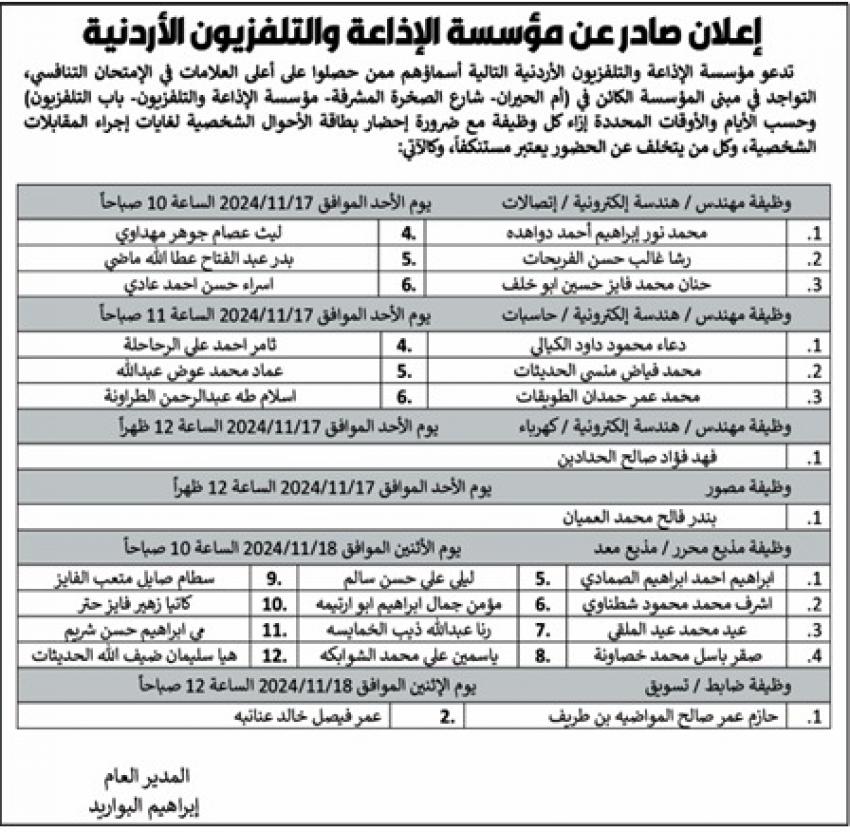  وظائف شاغرة ومدعوون لاستكمال التعيين (أسماء)