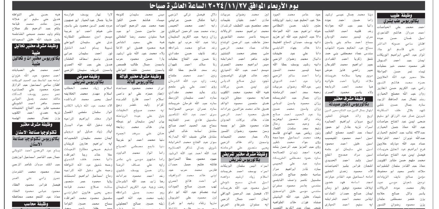 مدعوون لإجراء مقابلات شخصية وحضور الامتحان التنافسي (أسماء)