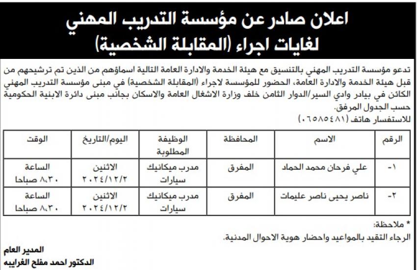 مدعوون لاستكمال التعيين في مؤسسات رسمية (أسماء)