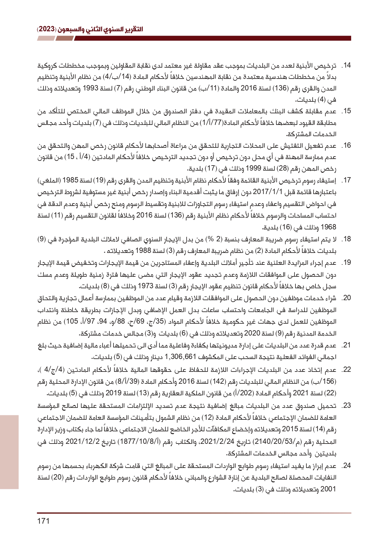 ديوان المحاسبة ينشر تقريره السنوي لعام 2023 متضمنا مخالفات في معظم المؤسسات - نصّ التقرير