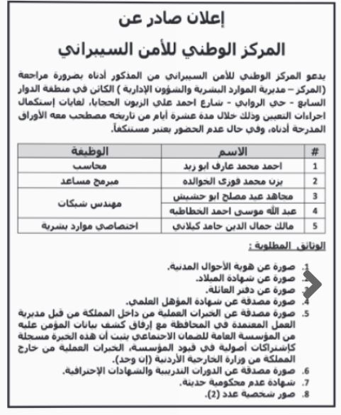 وظائف شاغرة ومدعوون لاستكمال اجراءات التعيين (أسماء)