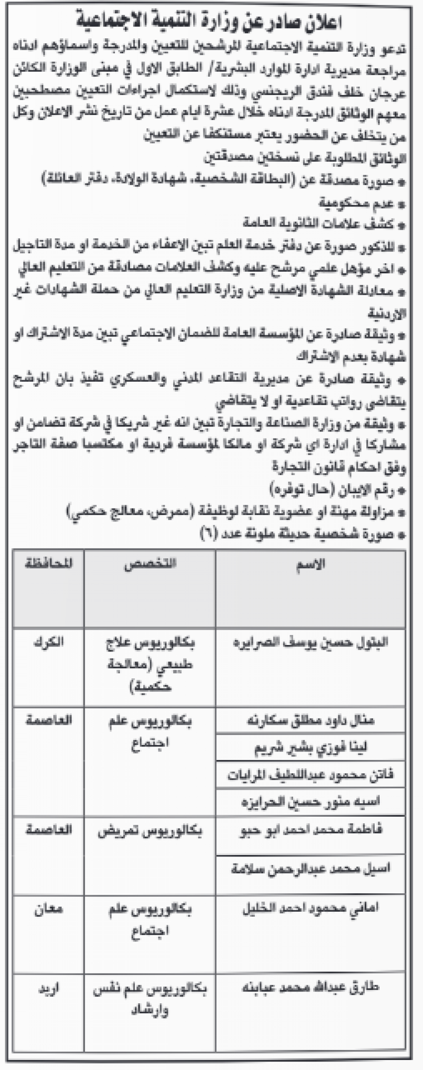 وظائف شاغرة ومدعوون لاستكمال التعيين (أسماء)