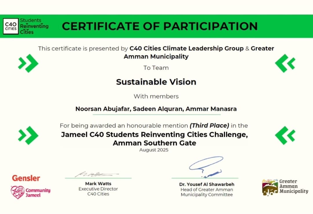 هندسة العمارة في جامعة البترا تحصد ثلاث جوائز في المسابقة الدولية الطلاب يعيدون ابتكار المدن