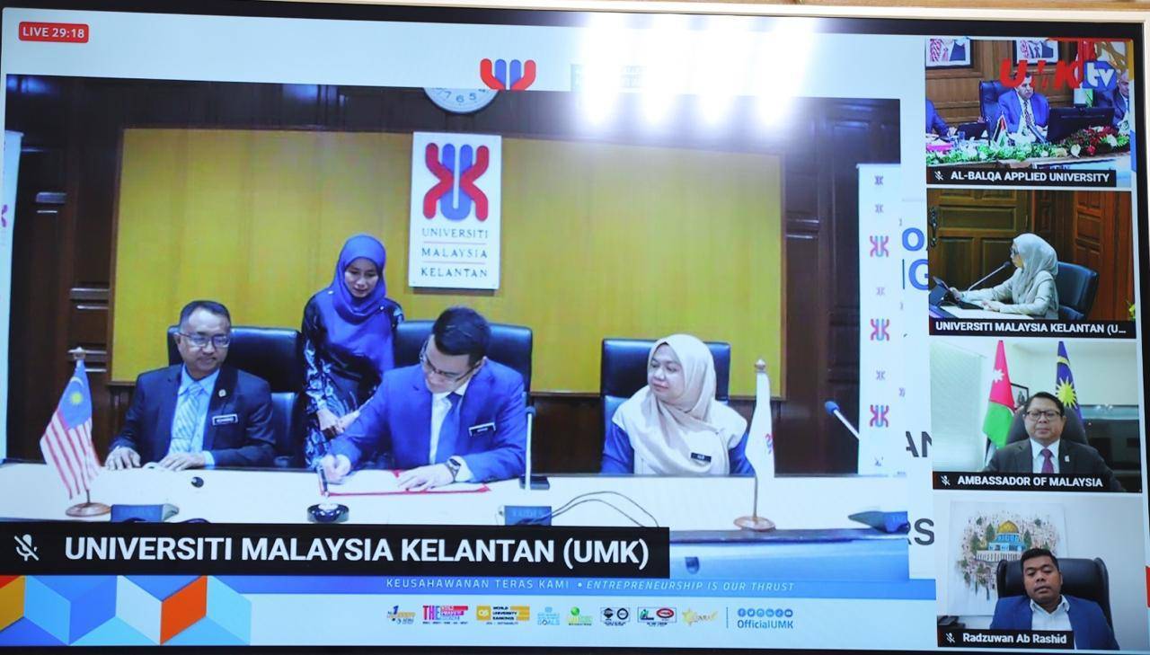 جامعة البلقاء التطبيقية توقّع مذكرة تفاهم واتفاقية تعاون بحثي مع جامعة ماليزيا كلانتان عبر تقنية الواقع الافتراضي