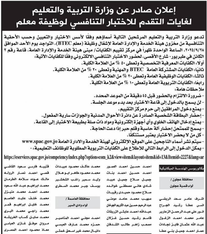 وظائف حكومية شاغرة ومدعوون للمقابلات (اسماء)