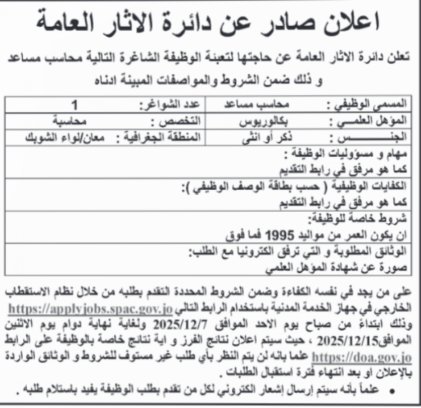 وظائف حكومية شاغرة (تفاصيل)