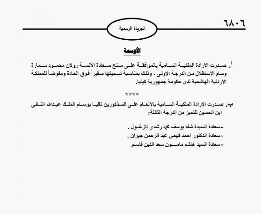 إرادات ملكية بالمومني والزغول وجبران وقاسم وسمارة