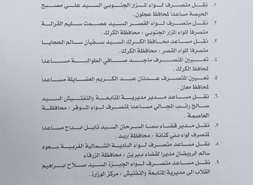 وزير الداخلية يجري تنقلات ادارية واسعة - أسماء