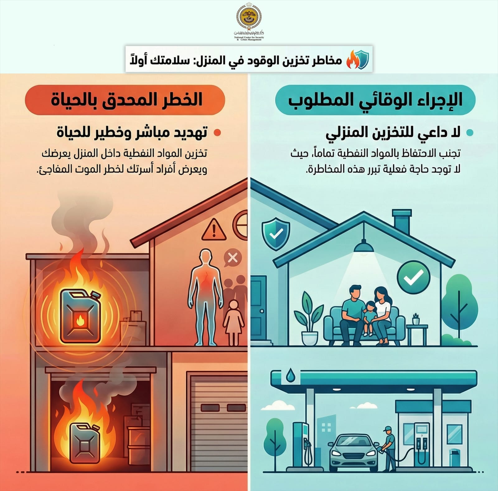 إدارة الأزمات تصدر نشرة: وعيك.. أمانك